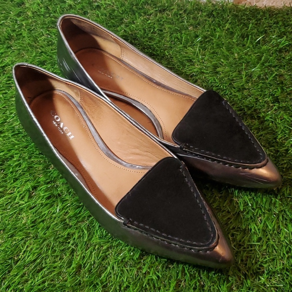 Coach Pewter and Black Leather Suede 'Walsh' Loafers